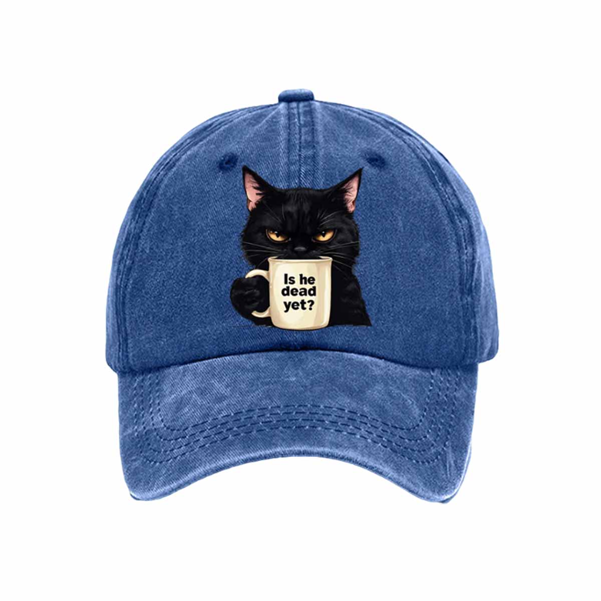 Unisex Cat Is He Dead Yet Print Baseball Cap Unisex Cat Is He Dead Yet Print Baseball Cap