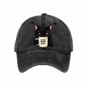 Unisex Cat Is He Dead Yet Print Baseball Cap