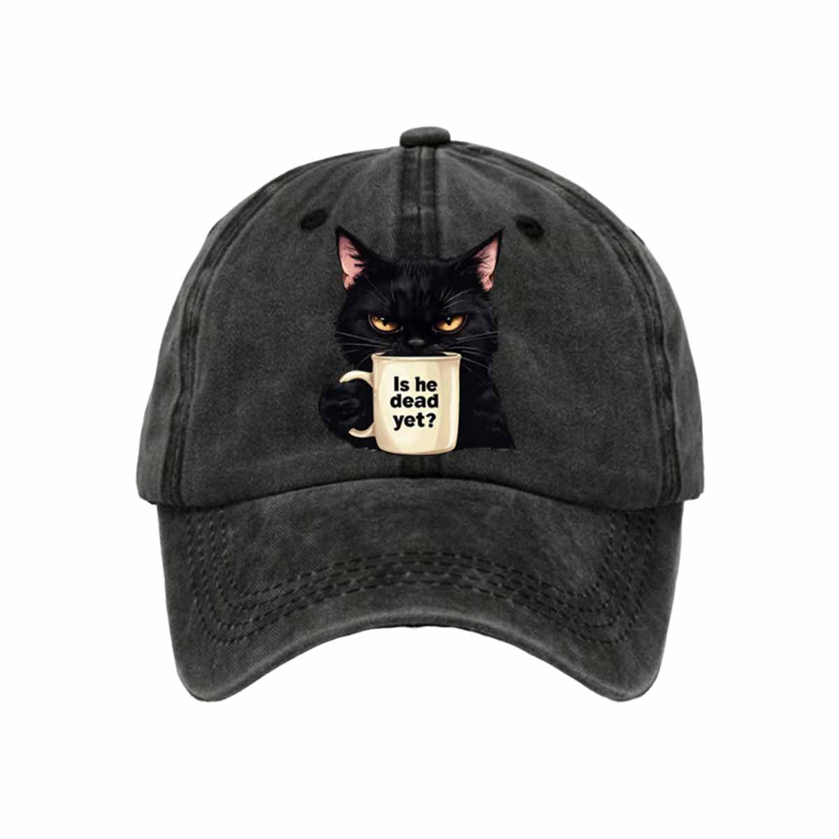 Unisex Cat Is He Dead Yet Print Baseball Cap Unisex Cat Is He Dead Yet Print Baseball Cap