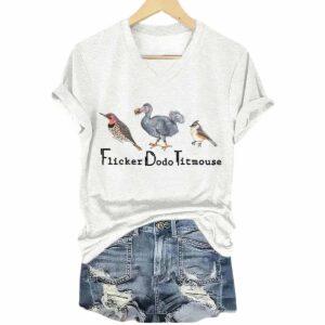 Womens Animal FDT Flicker Dodo Titmouse Print T-Shirt Womens Animal FDT Flicker Dodo Titmouse Print T-Shirt