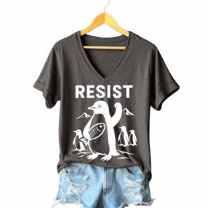 Women's Penguins Resist Printed V-Neck T-shirt 1 Women's Penguins Resist Printed V Neck T shirt