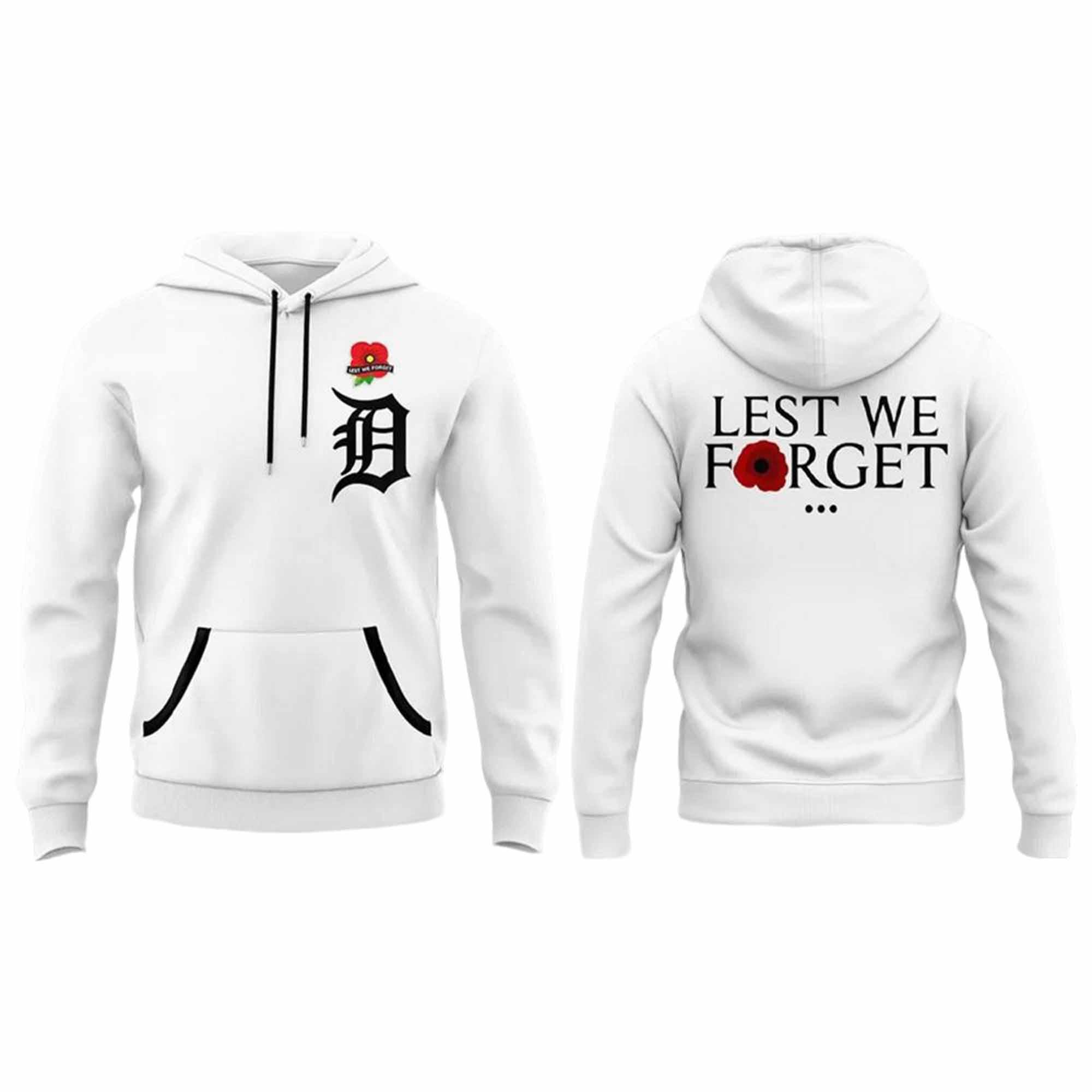 2025 Tigers Memorial Day Lest We Forget Hoodie 2025 Tigers Memorial Day Lest We Forget Hoodie