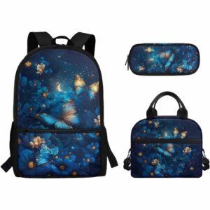 Blue Butterfly Backpack for School