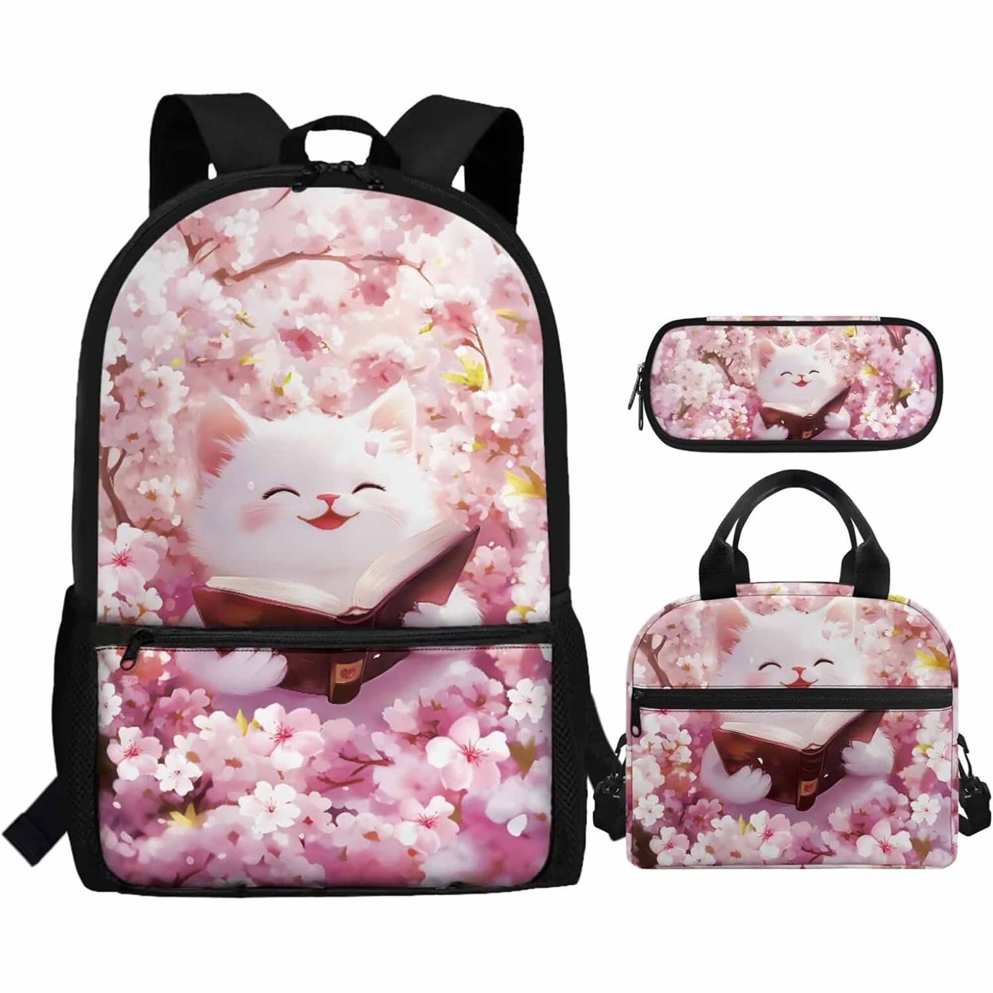Cheery Blossom Cat Backpack for School Cheery Blossom Cat Backpack for School
