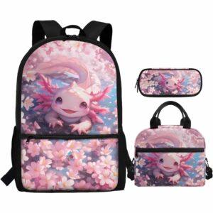Cherry Blossom Axolotl Backpack For School Cherry Blossom Axolotl Backpack For School