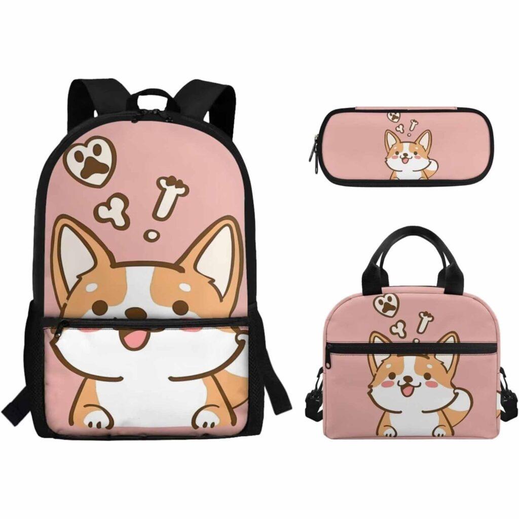 Corgi Backpack with Lunch Box for School Corgi Backpack with Lunch Box for School