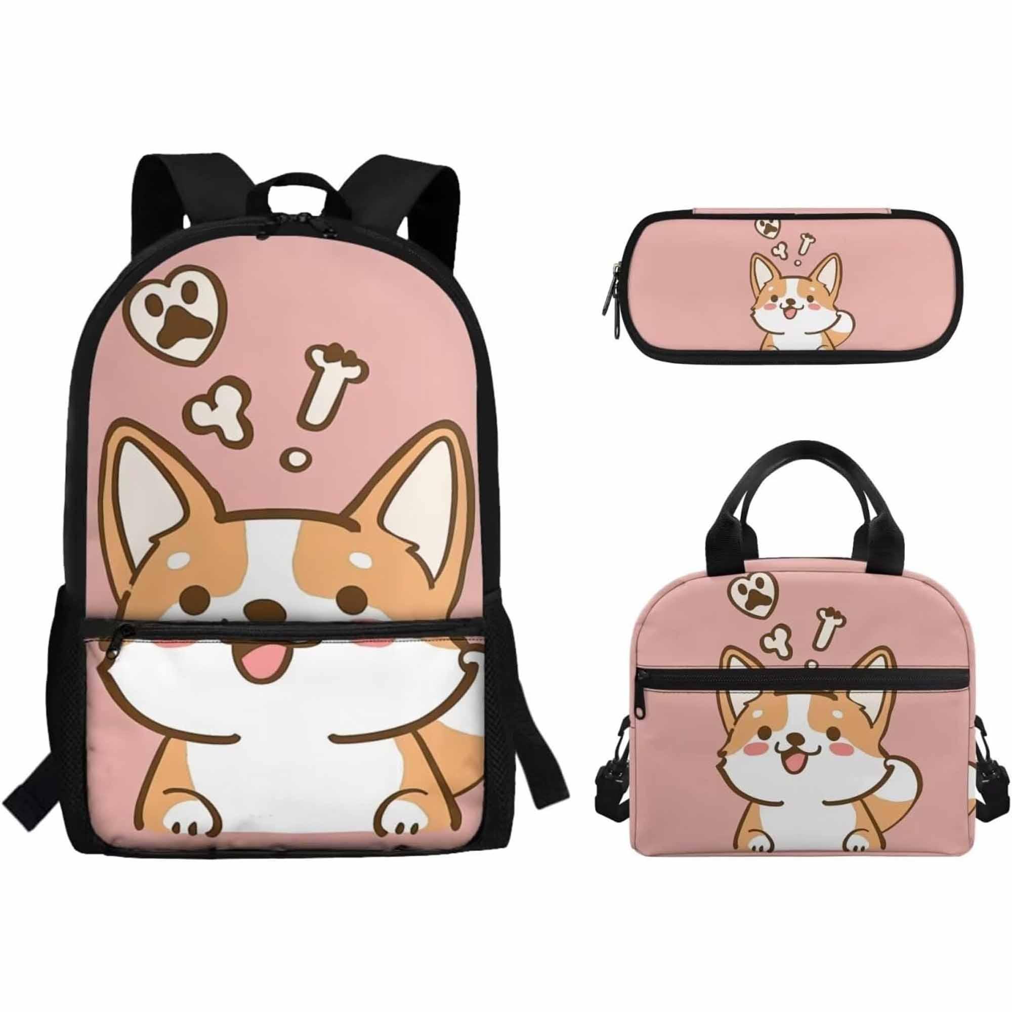 Corgi Backpack with Lunch Box for School Corgi Backpack with Lunch Box for School