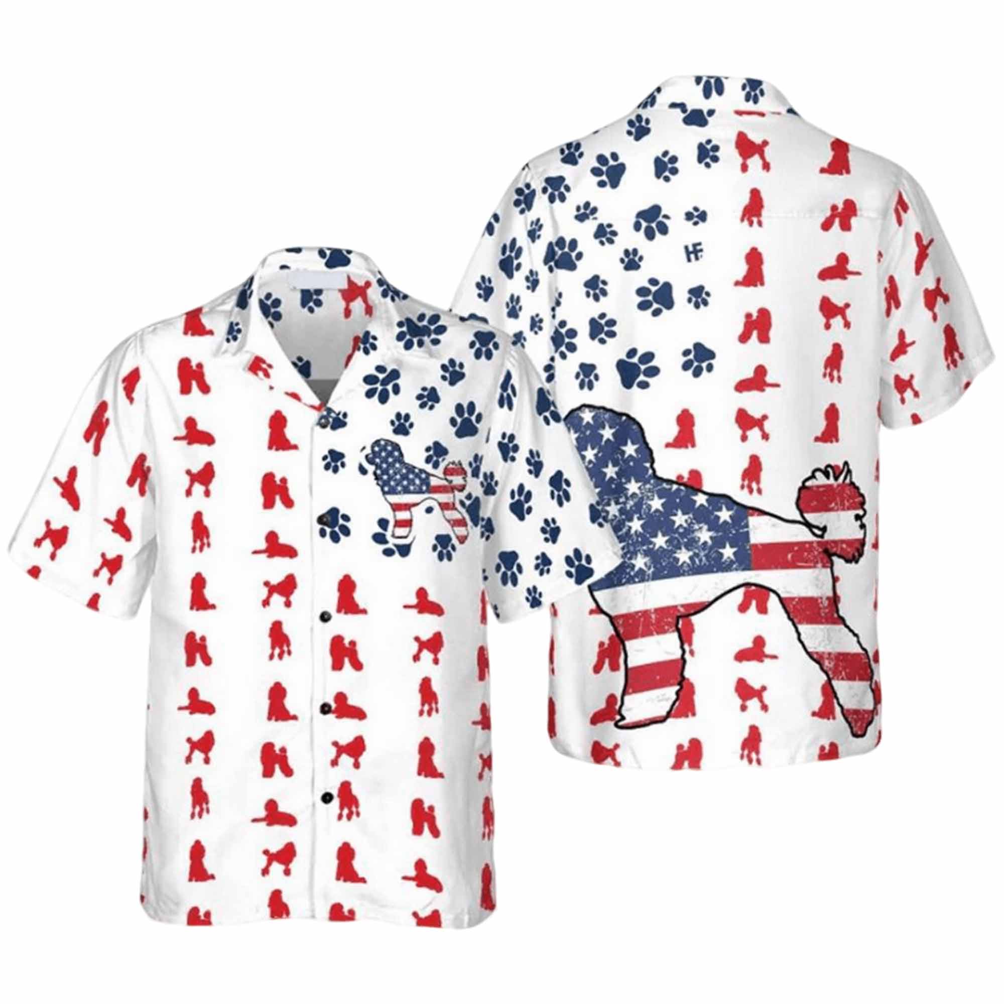 Poodles American Flag Hawaiian Shirt Poodles American Flag Hawaiian Shirt