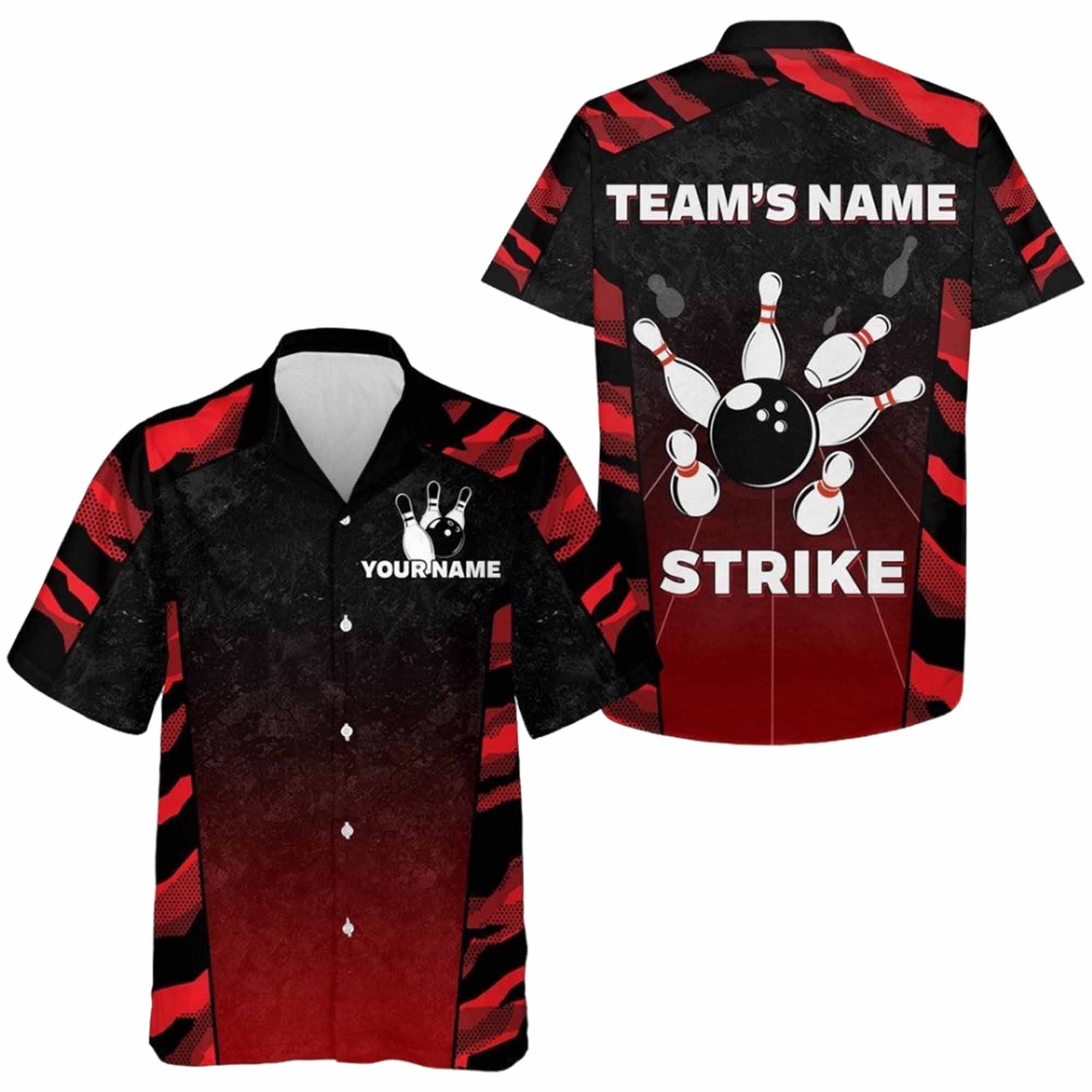 Red Camo Hawaiian Bowling Shirt Red Camo Hawaiian Bowling Shirt