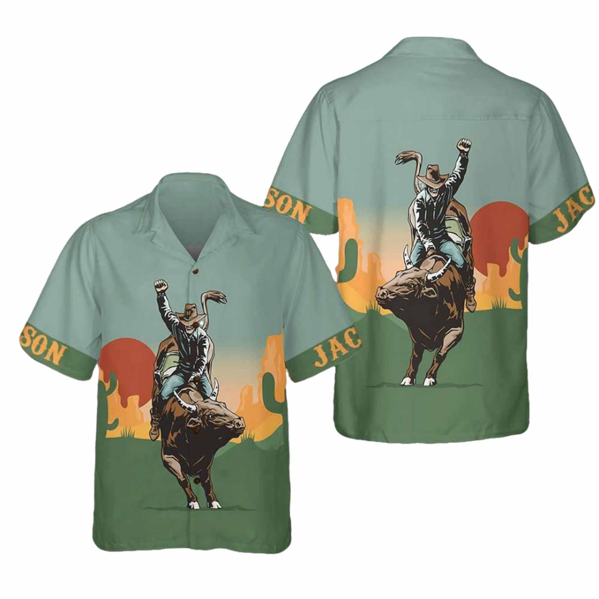 Texas Sunset Cactus Longhorn Custom Hawaiian Shirt Texas Sunset Cactus Longhorn Custom Hawaiian Shirt