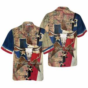 The Lone Star State Map Pattern Texas Longhorns Hawaiian Shirt The Lone Star State Map Pattern Texas Longhorns Hawaiian Shirt