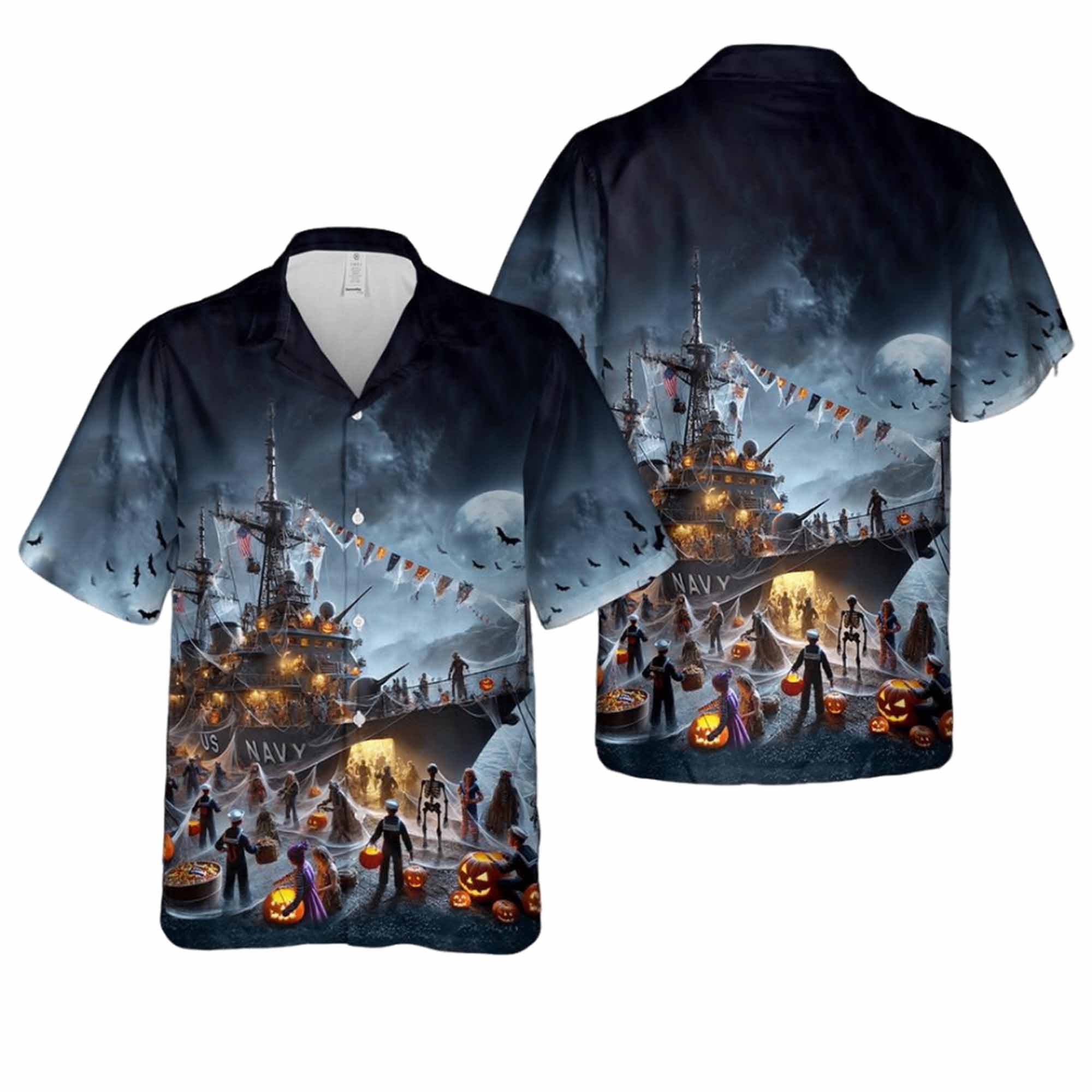 US Navy Ships Halloween Hawaiian Shirt US Navy Ships Halloween Hawaiian Shirt