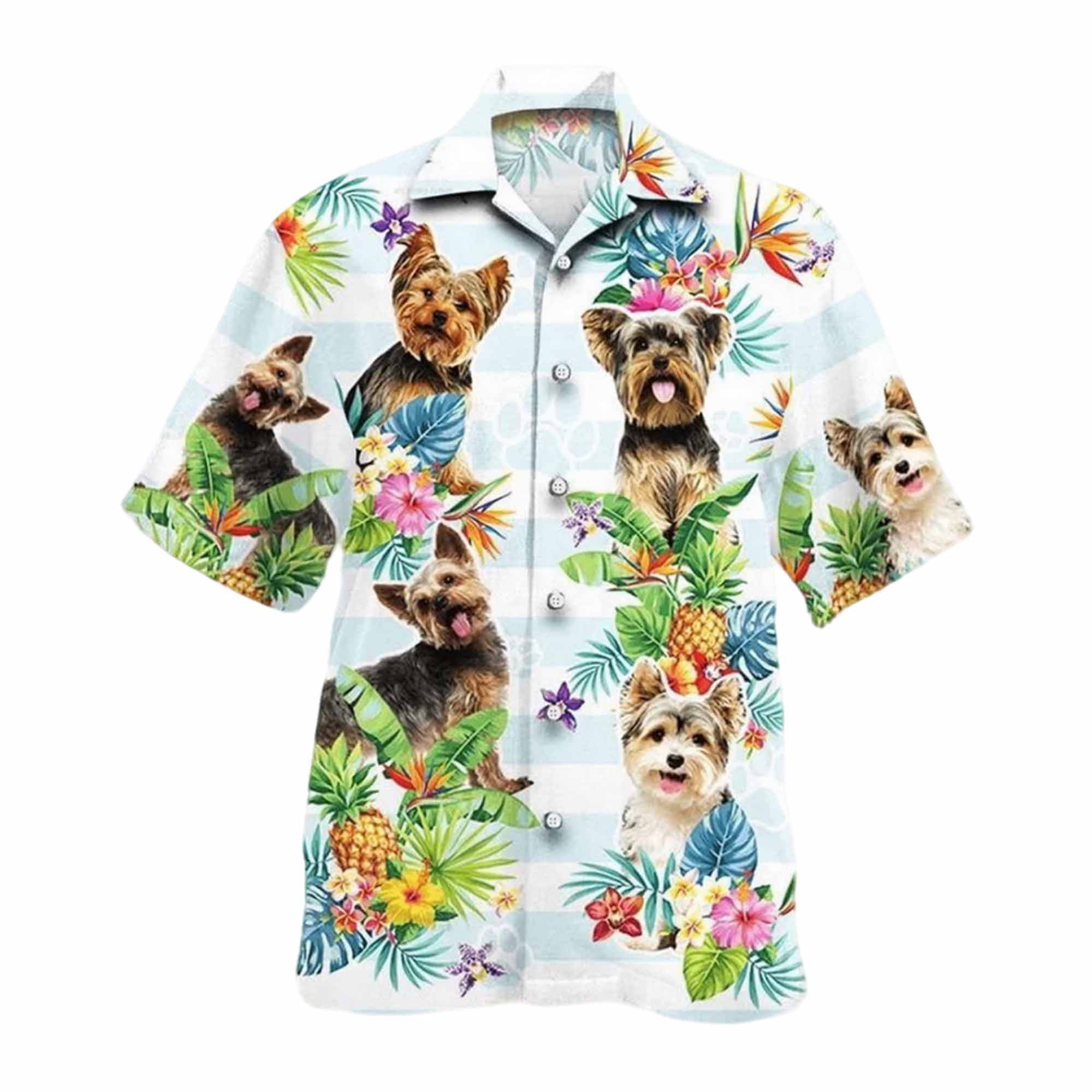 Yorkshire Terrier Dog Pineapple Flower Pattern Hawaiian Shirt Yorkshire Terrier Dog Pineapple Flower Pattern Hawaiian Shirt