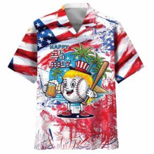Beer Baseball Happy 4th July Hawaiian Shirt Beer Baseball Happy 4th July Hawaiian Shirt