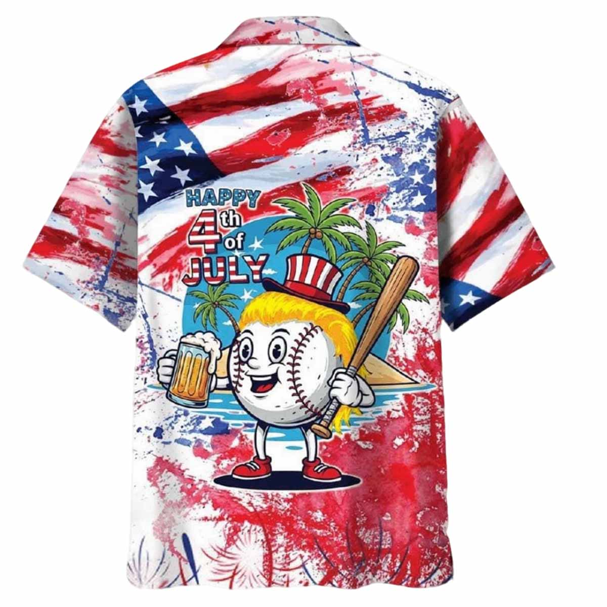 Beer Baseball Happy 4th July Hawaiian Shirt Beer Baseball Happy 4th July Hawaiian Shirt