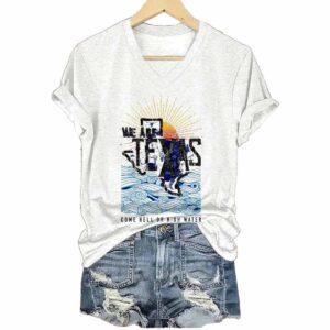 V Neck Retro Texas Strong We Are Texas Come Hell Or High Water Print T Shirt