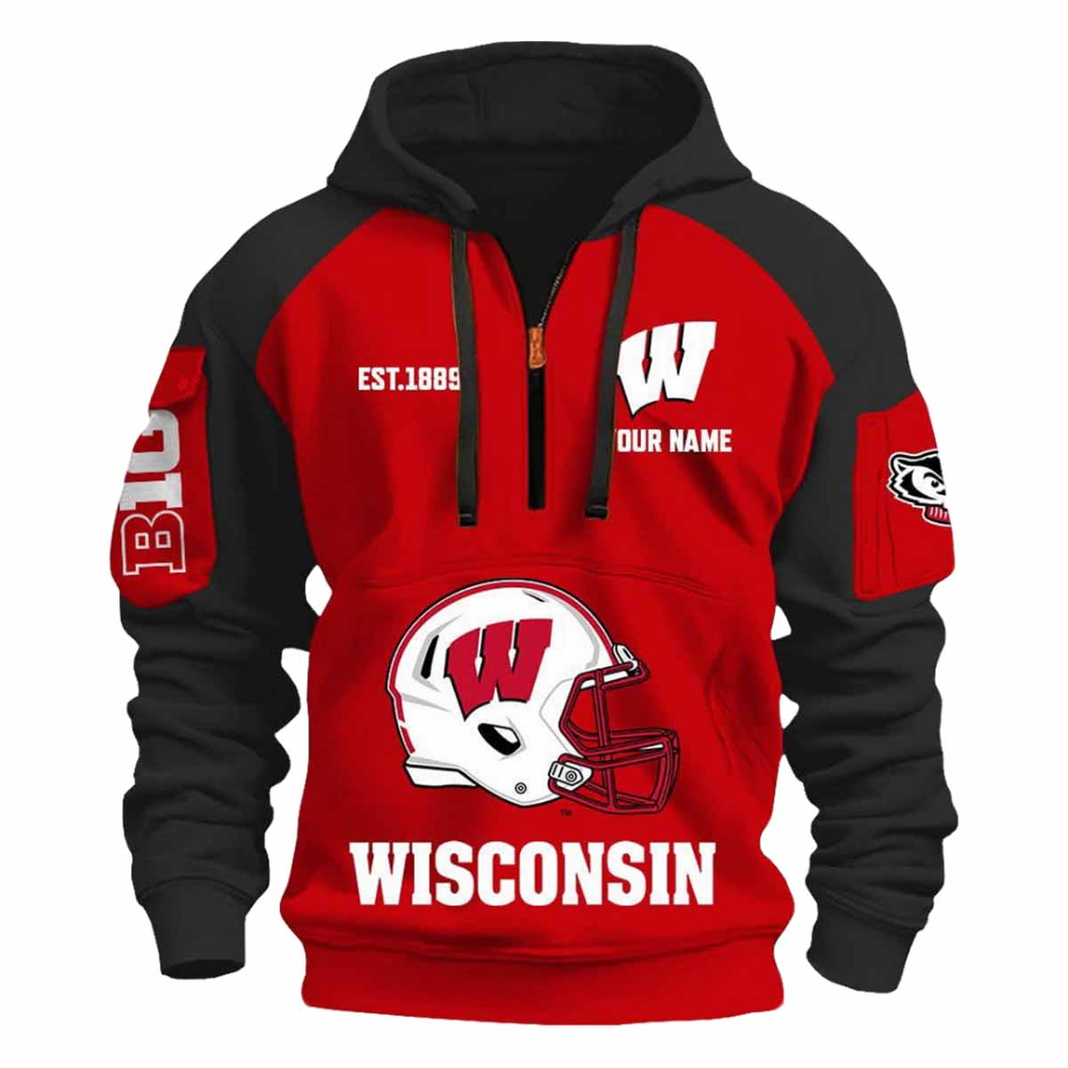 2025 Badgers Est 1889 Quarter Zip Hoodie 2025 Badgers Est 1889 Quarter Zip Hoodie