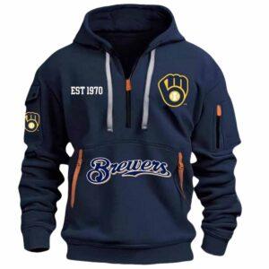 2025 Brewers Est 1970 Quarter Zip Hoodie 1 2025 Brewers Est 1970 Quarter Zip Hoodie