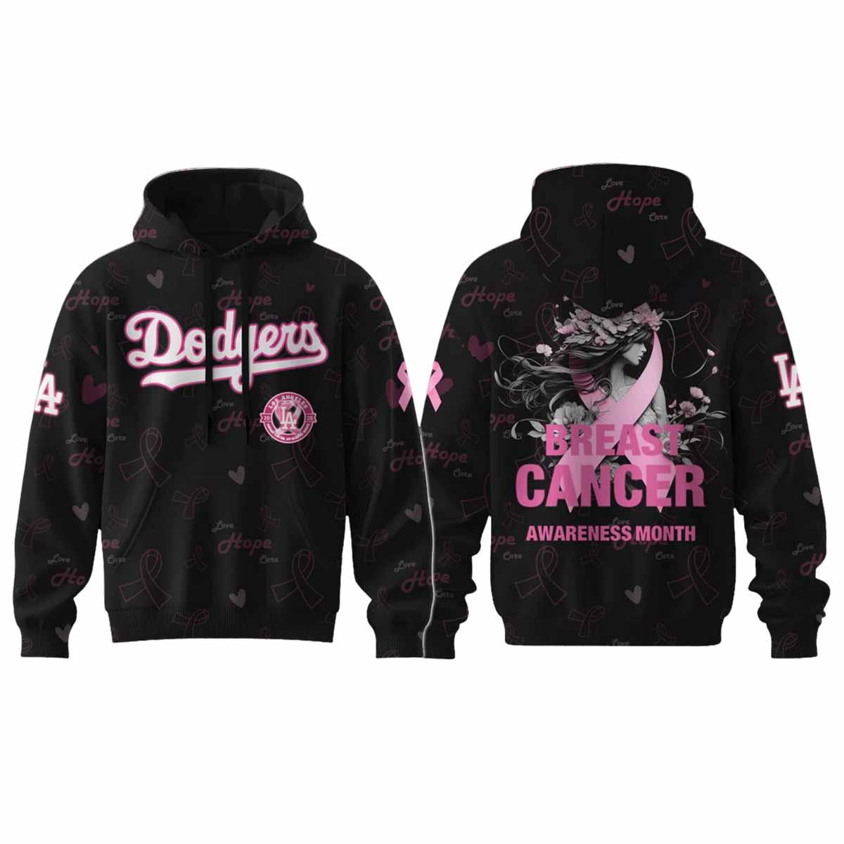 2025 Dodgers Breast Cancer Awareness Month Hoodie 2025 Dodgers Breast Cancer Awareness Month Hoodie