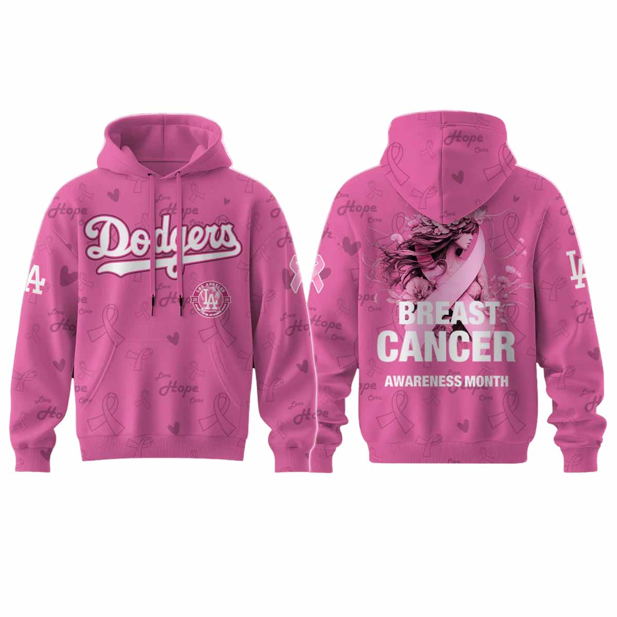 2025 Dodgers Breast Cancer Awareness Month Hoodie 2025 Dodgers Breast Cancer Awareness Month Hoodie