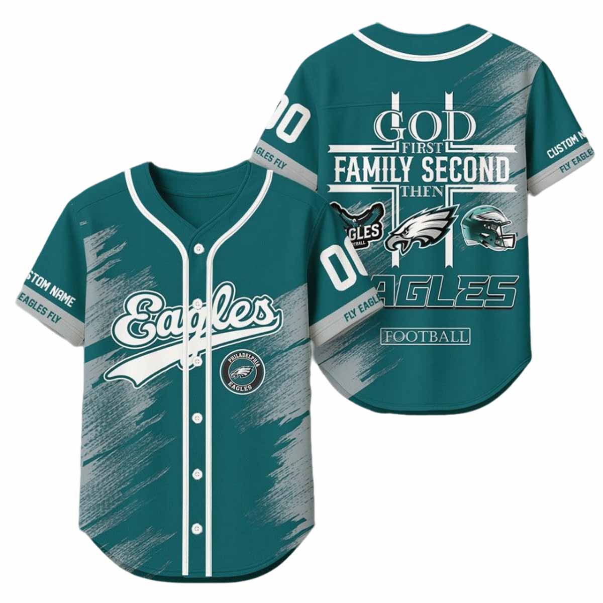 2025 God First Family Second Then Eagles Football Jersey 2025 God First Family Second Then Eagles Football Jersey