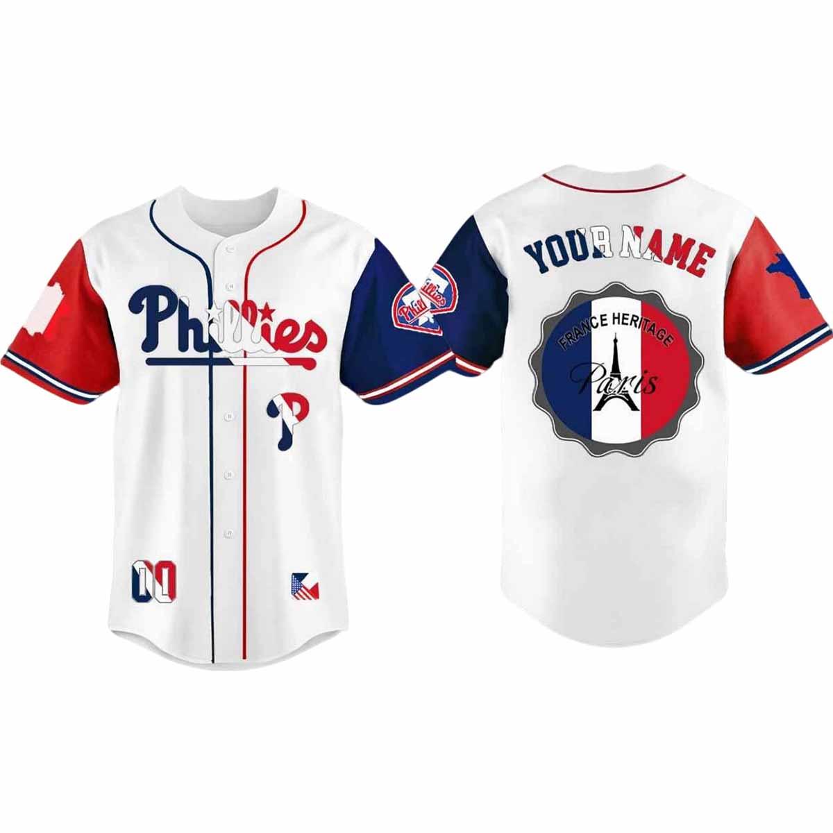 2025 Phillies x France Heritage Month Baseball Jersey 2025 Phillies x France Heritage Month Baseball Jersey