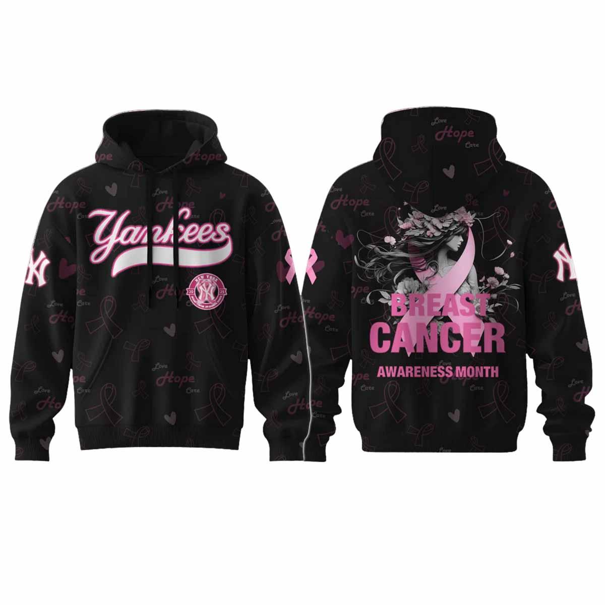 2025 Yankees Breast Cancer Awareness Month Hoodie 2025 Yankees Breast Cancer Awareness Month Hoodie