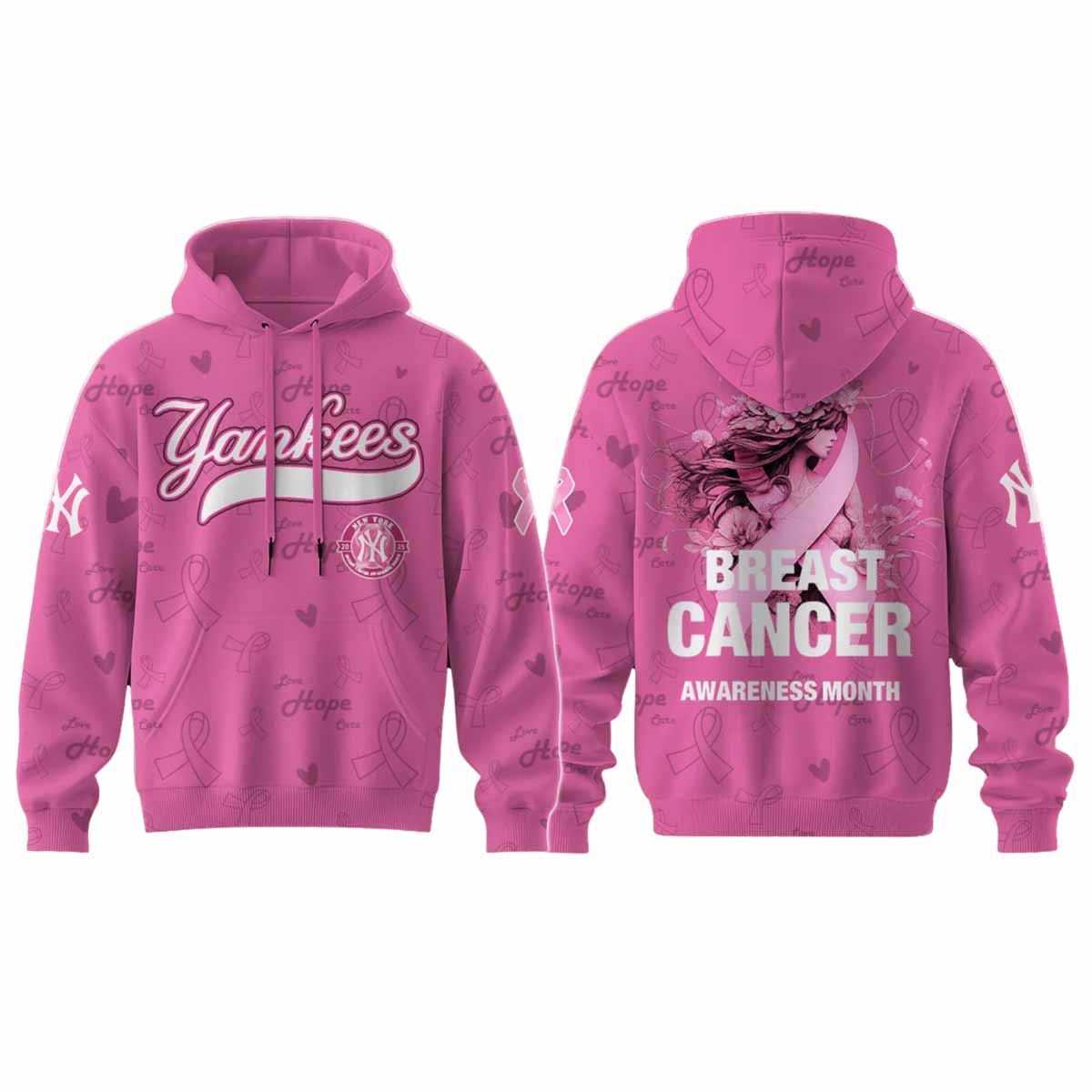 2025 Yankees Breast Cancer Awareness Month Hoodie 2025 Yankees Breast Cancer Awareness Month Hoodie