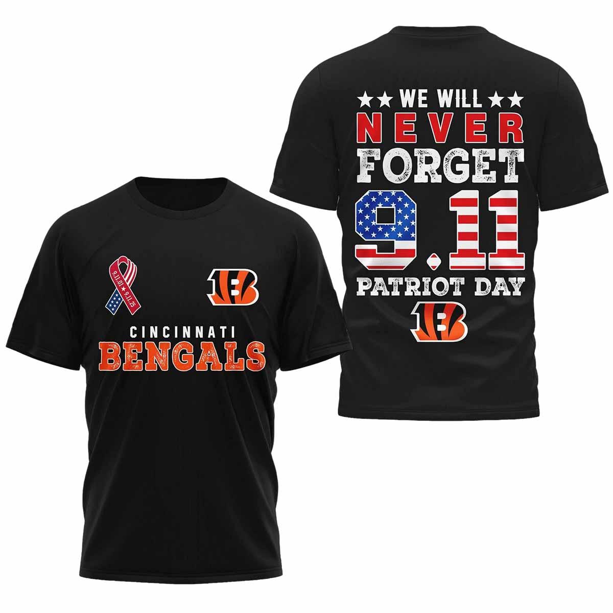 Bengals We Will Never Forget 9.11 Patriot Day Shirt Bengals We Will Never Forget 9.11 Patriot Day Shirt
