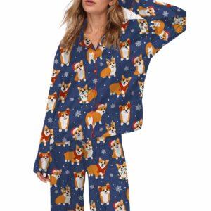 Corgi Christmas Silky Satin Pajama Set 1 Corgi Christmas Silky Satin Pajama Set