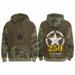 Cowboys US Army 250th Birthday Celebration Night Game Hoodie 2025 Cowboys US Army 250th Birthday Celebration Night Game Hoodie 2025