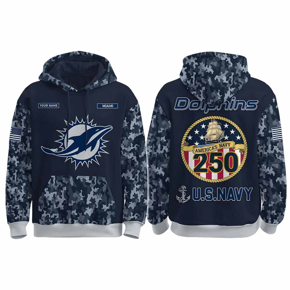 Dolphins US Navy 250th Birthday Celebration Night Game 2025 Hoodie Dolphins US Navy 250th Birthday Celebration Night Game 2025 Hoodie