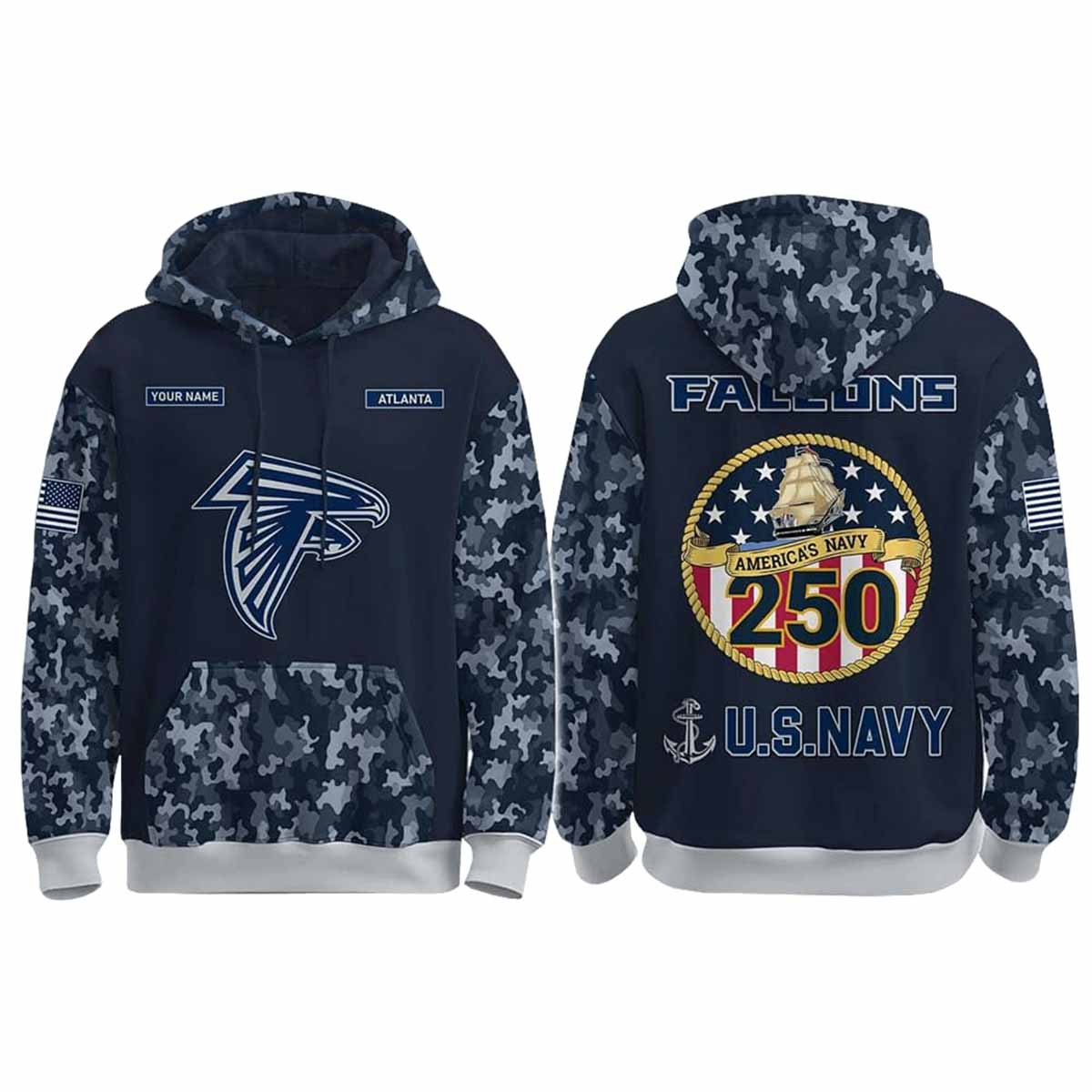 Falcons US Navy 250th Birthday Celebration Night Game 2025 Hoodie Falcons US Navy 250th Birthday Celebration Night Game 2025 Hoodie