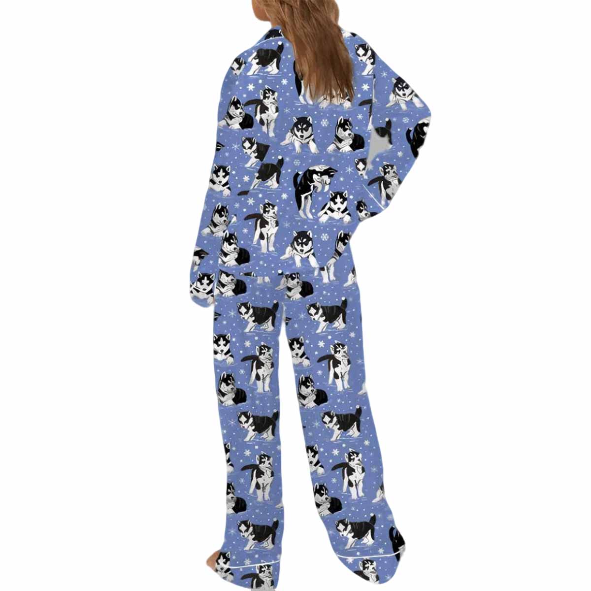 Husky And Snowflakes Silky Satin Pajama Set Husky And Snowflakes Silky Satin Pajama Set