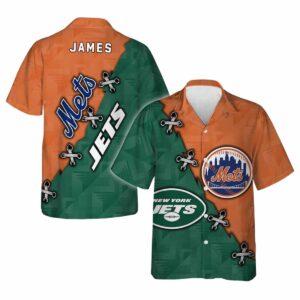 Mets x Jets Customized Hawaiian Shirt Mets x Jets Customized Hawaiian Shirt