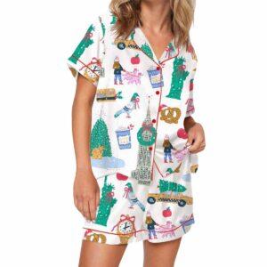 New York City Christmas Silky Satin Pajama Set