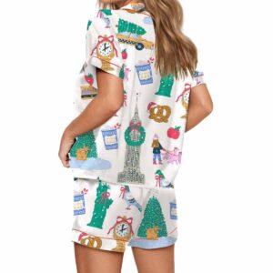New York City Christmas Silky Satin Pajama Set