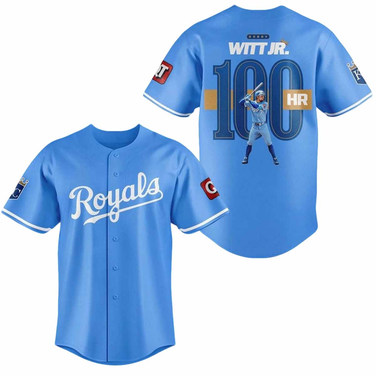 Royals Bobby Witt Jr Reach 100 Homers Jersey Royals Bobby Witt Jr Reach 100 Homers Jersey