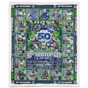 Seahawks 50th Anniversary 1976-2026 Blanket Seahawks 50th Anniversary 1976-2026 Blanket
