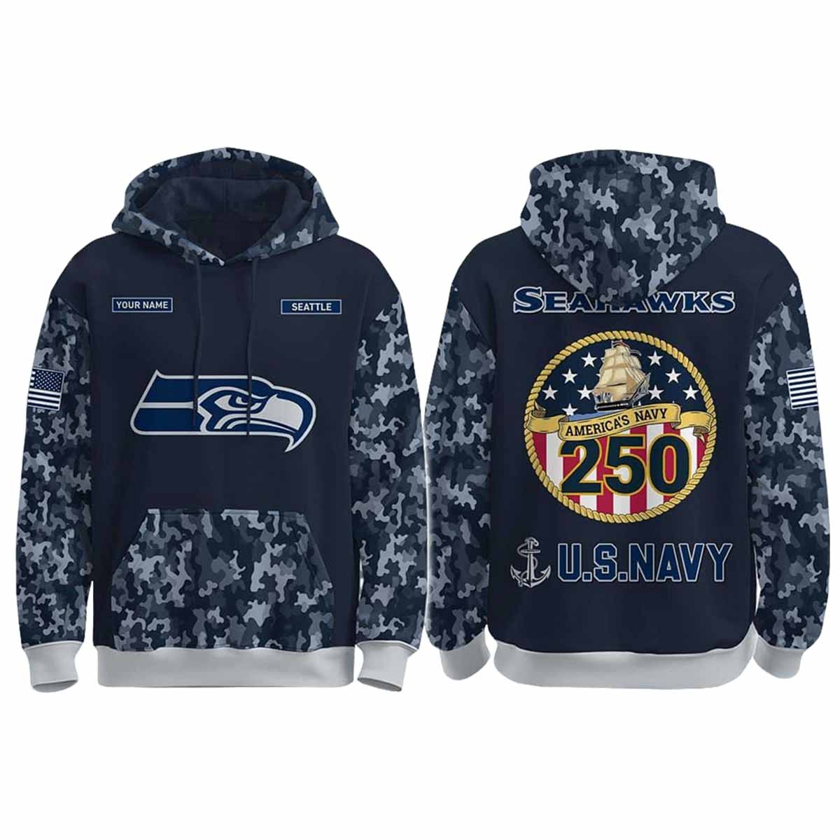 Seahawks US Navy 250th Birthday Celebration Night Game 2025 Hoodie Seahawks US Navy 250th Birthday Celebration Night Game 2025 Hoodie
