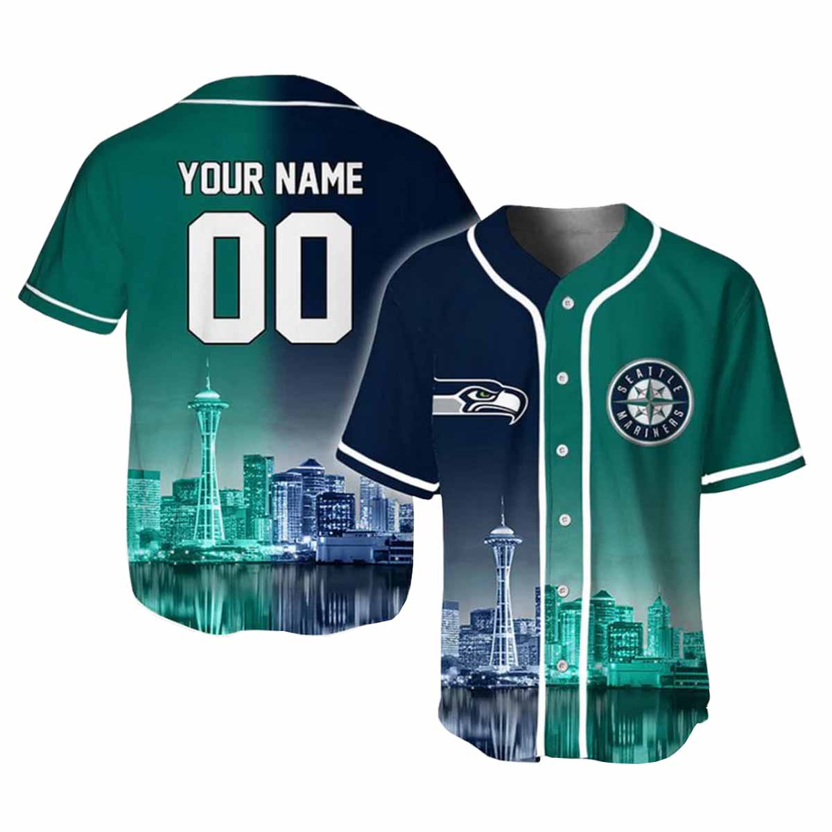 Seahawks x Mariners Skyline Personalized Jersey Seahawks x Mariners Skyline Personalized Jersey