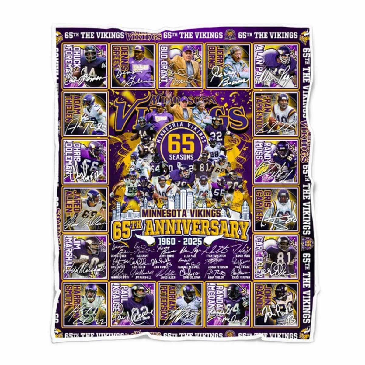 Vikings 65th Anniversary 1960 2025 Blanket Vikings 65th Anniversary 1960-2025 Blanket