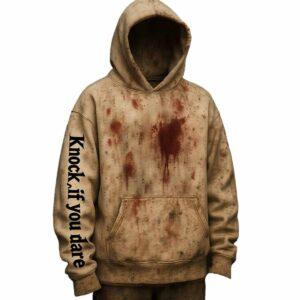 Vintage Horror Bloody Knock If You Dare Halloween Hoodie