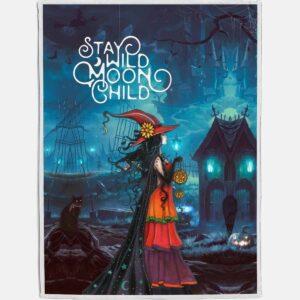 Wicked Stay Wild Moon Child Halloween Blanket