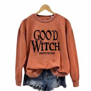 Women’s Casual Good Witch Most Of The Time Print Long Sleeve Sweatshirt Women’s Casual Good Witch Most Of The Time Print Long Sleeve Sweatshirt