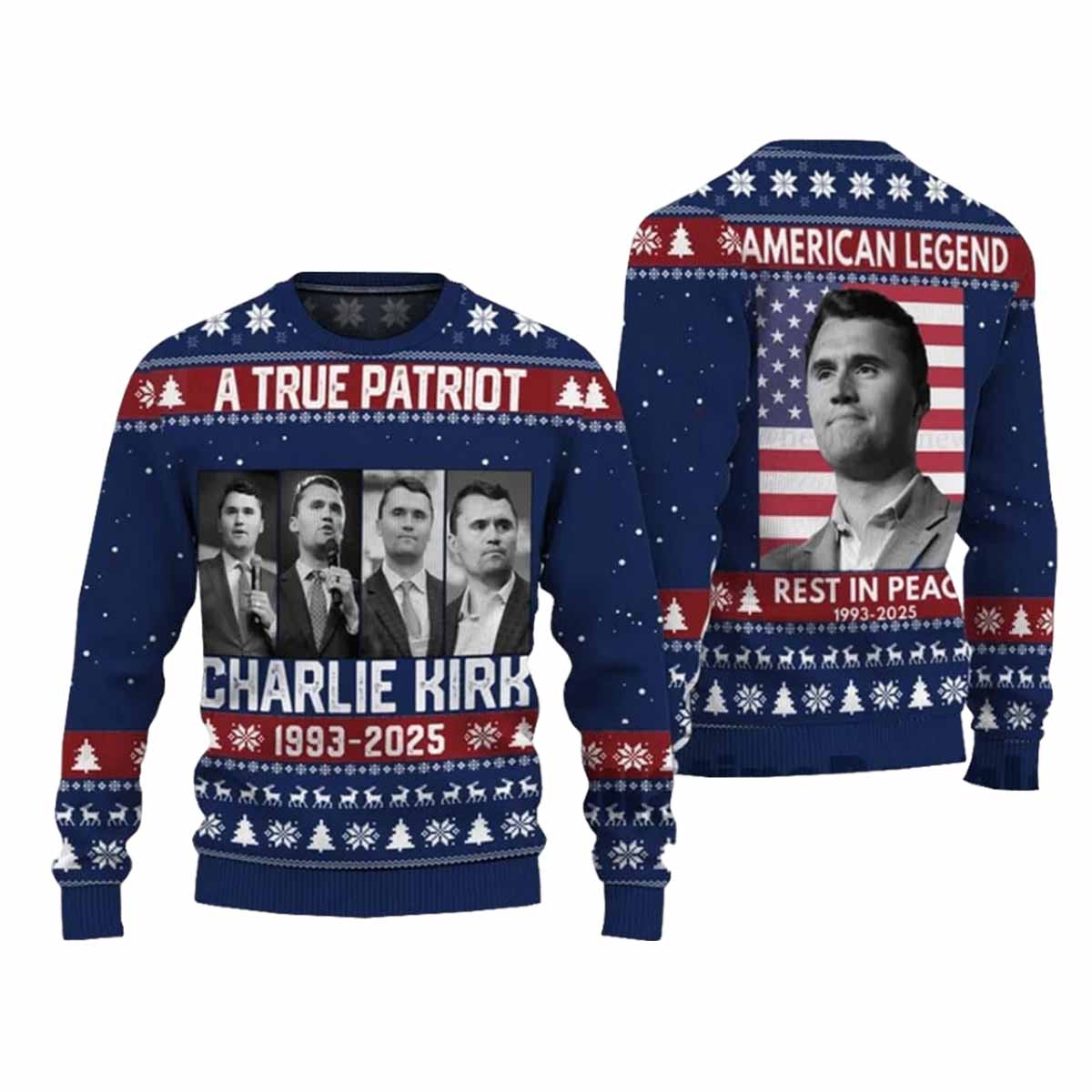 A True Patriot Charlie Kirk 1993-2025 Ugly Christmas Sweater A True Patriot Charlie Kirk 1993-2025 Ugly Christmas Sweater