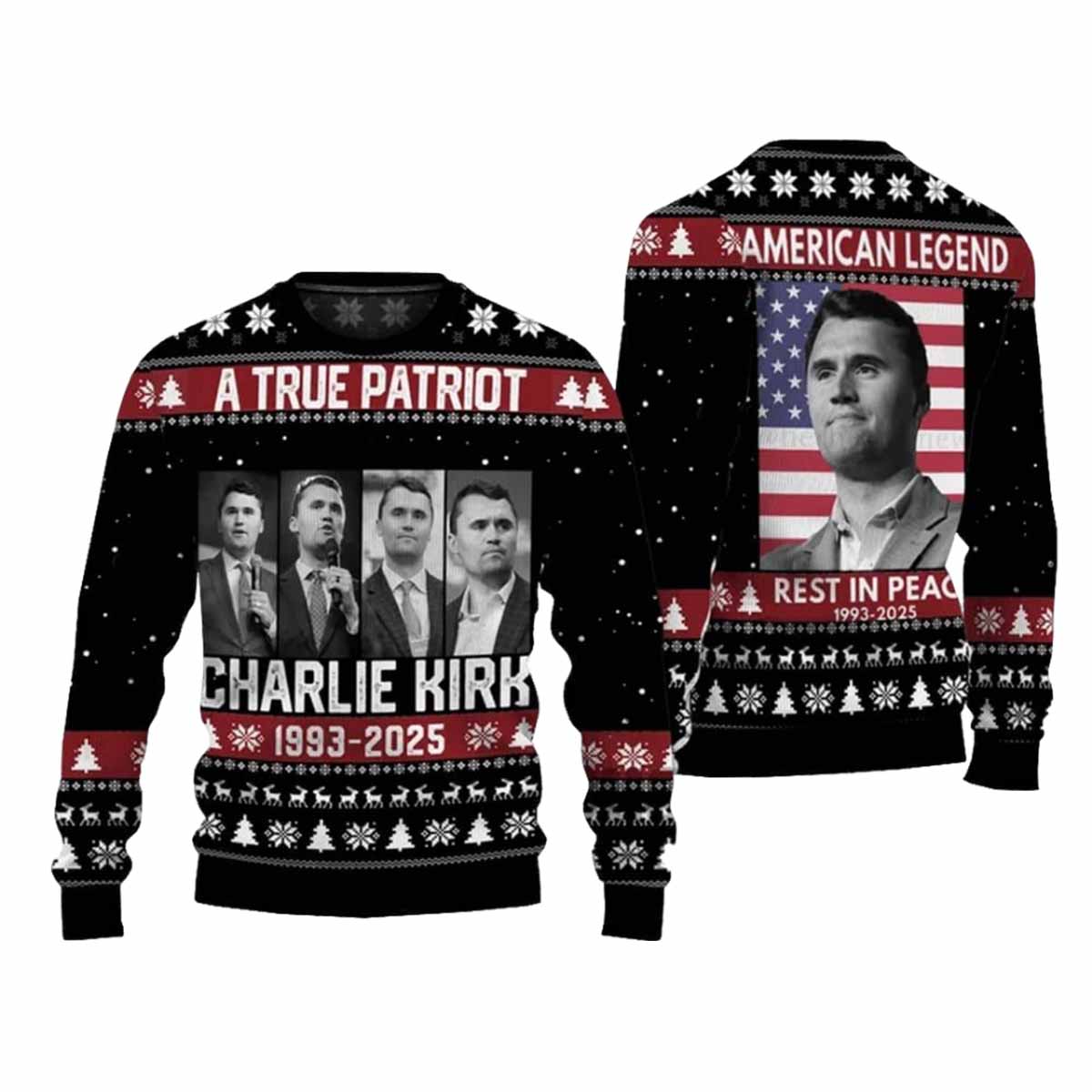 A True Patriot Charlie Kirk 1993-2025 Ugly Christmas Sweater A True Patriot Charlie Kirk 1993-2025 Ugly Christmas Sweater
