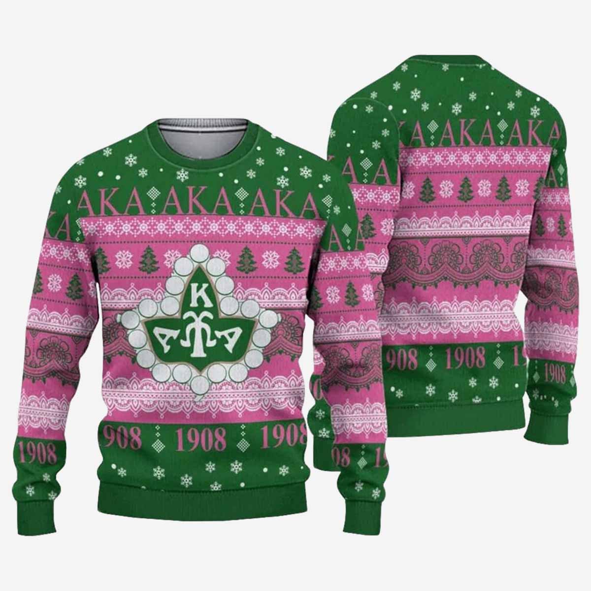 Alpha Kappa Alpha 1908 Ugly Christmas Sweater Alpha Kappa Alpha 1908 Ugly Christmas Sweater