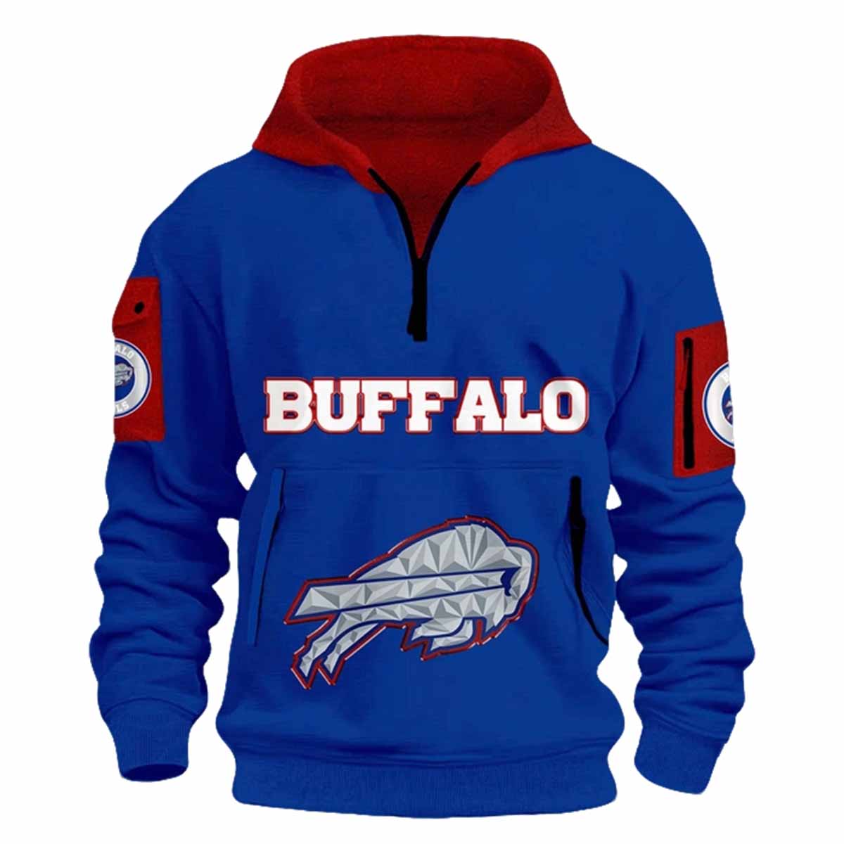 Bills Blue And Red Rivalries Quarter Zip Hoodie 2025 Bills Blue And Red Rivalries Quarter Zip Hoodie 2025