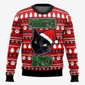 Black Cat Dashing Through The No Ugly Christmas Sweater Black Cat Dashing Through The No Ugly Christmas Sweater